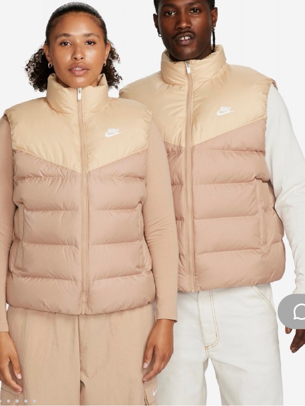 Nike Women's Two-Tone Puffer Vest — Beige & Light Tan